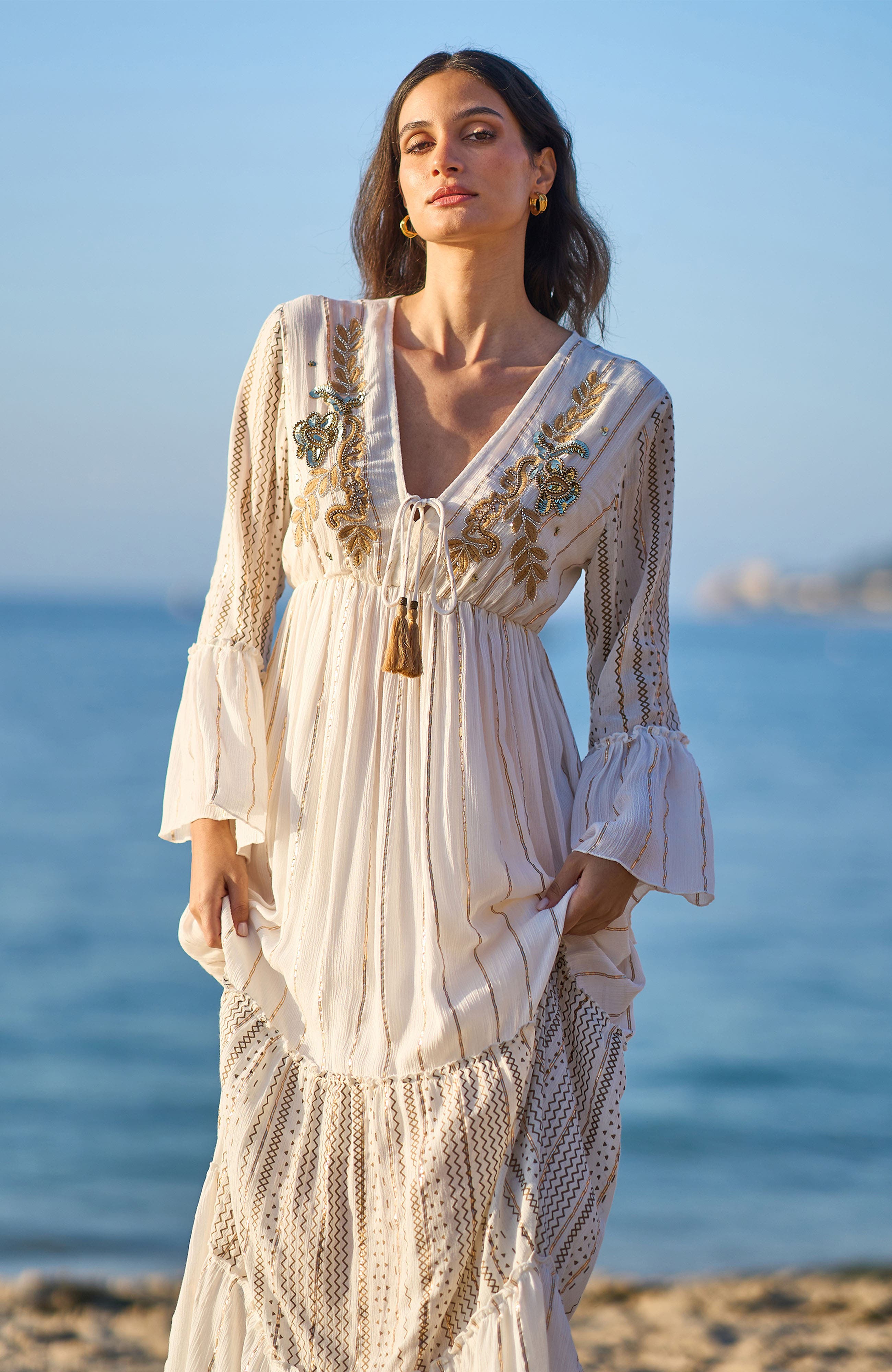 Yumi Metallic Embellished Maxi Dress (Women) | Nordstrom