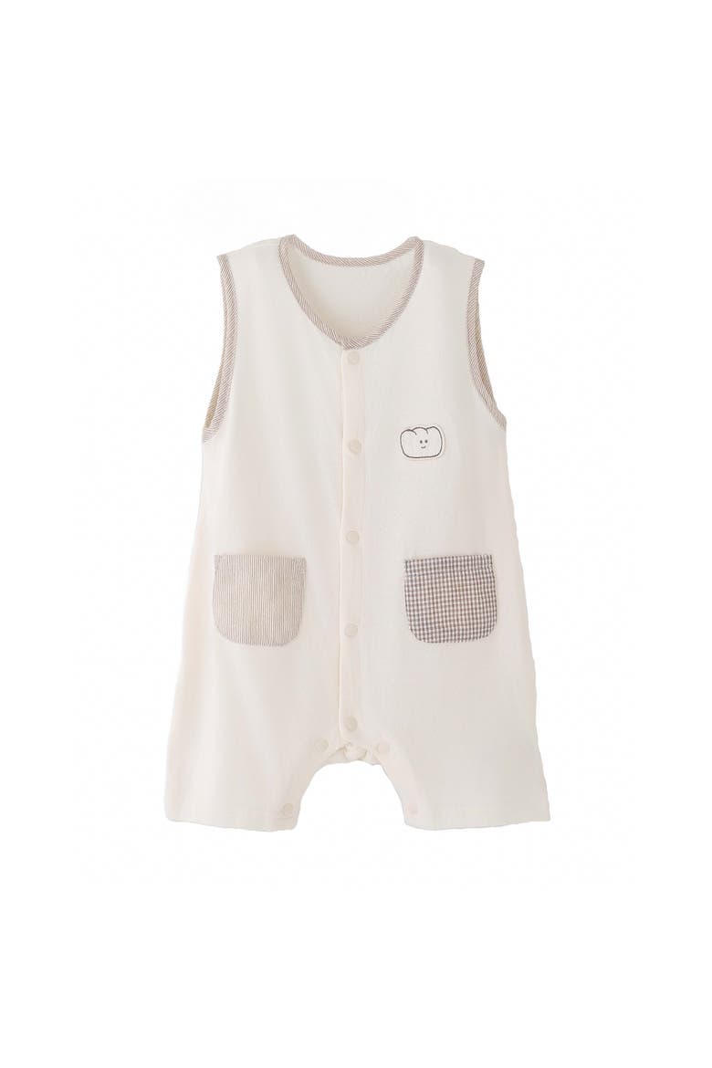 Bear Pocket Romper, Main, color, Ivory
