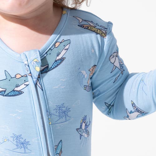 Bellabu Bear Baby Shark School Convertible Footie In Blue