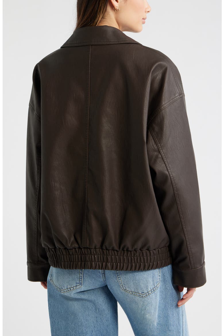 Relaxed Faux Leather Jacket, Alternate, color, BROWN