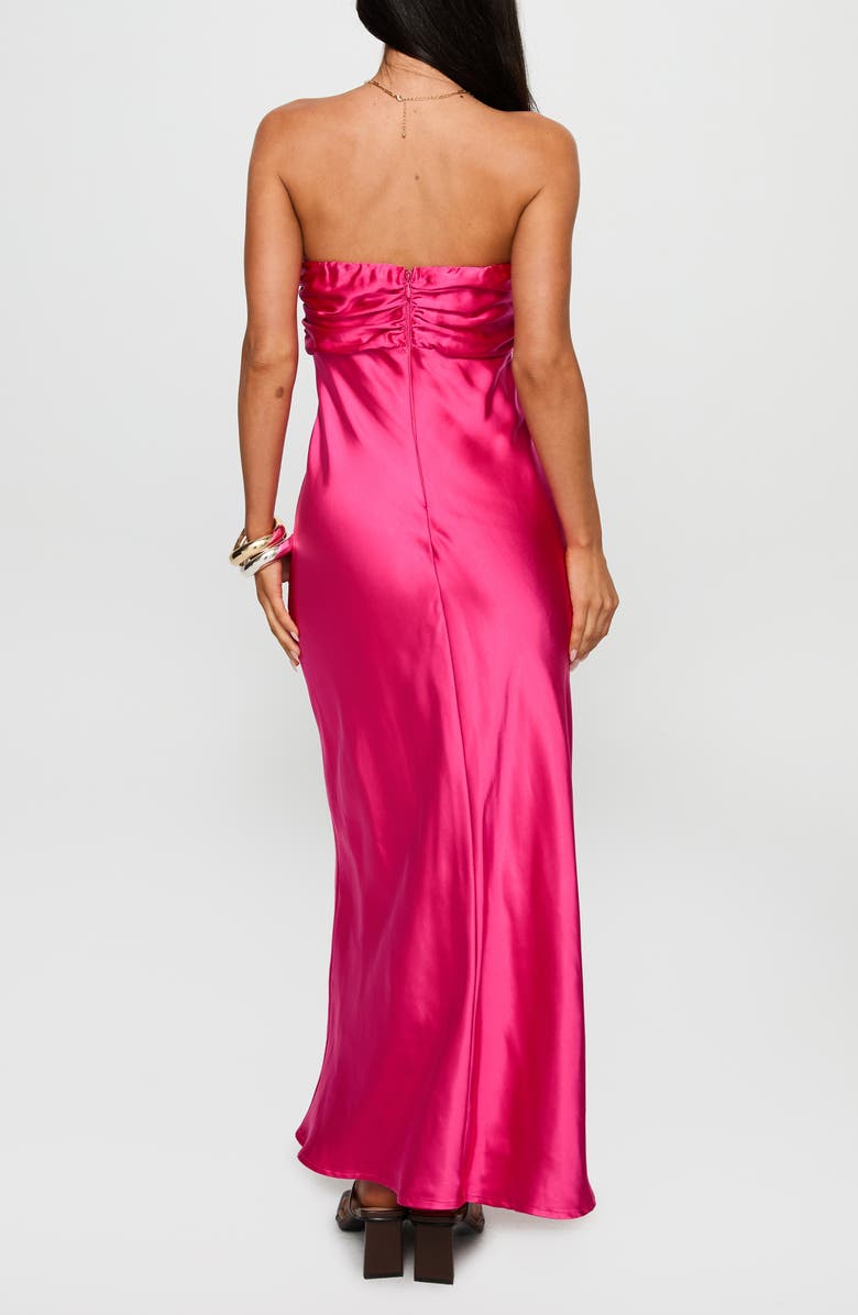 Princess Polly Cyprian Strapless Satin Gown, Alternate, color, Hot Pink