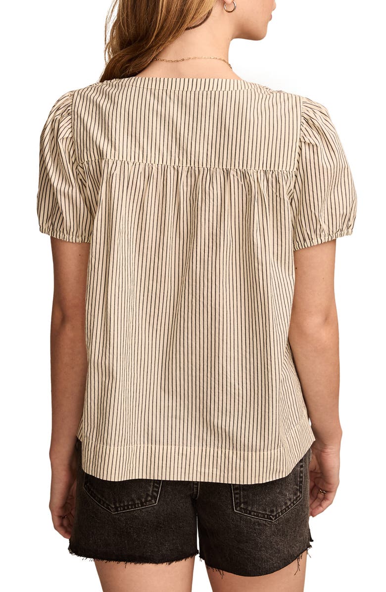 Lucky Brand Stripe Smocked Yoke Cotton Top, Alternate, color, 