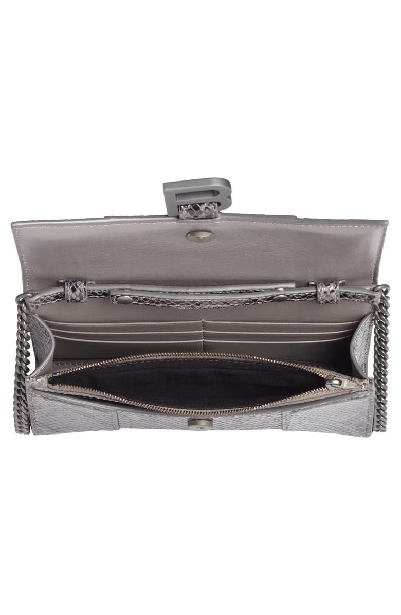 Balenciaga Hourglass Snake Embossed Leather Wallet on a Chain, Alternate, color, 