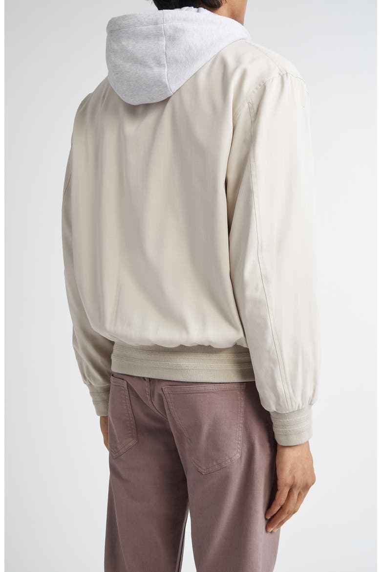 Silk Hoodie Bomber Jacket, Alternate, color, SAND AND LT GREY