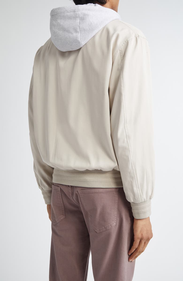 Eleventy Silk Hoodie Bomber Jacket, Alternate, color, Sand And Lt Grey