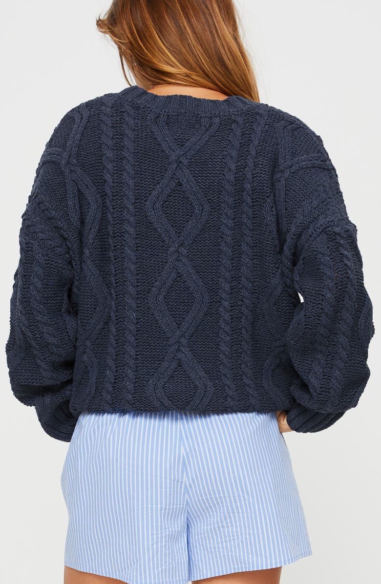 Princess Polly Anaya Oversize Aran Knit Sweater, Alternate, color, Navy