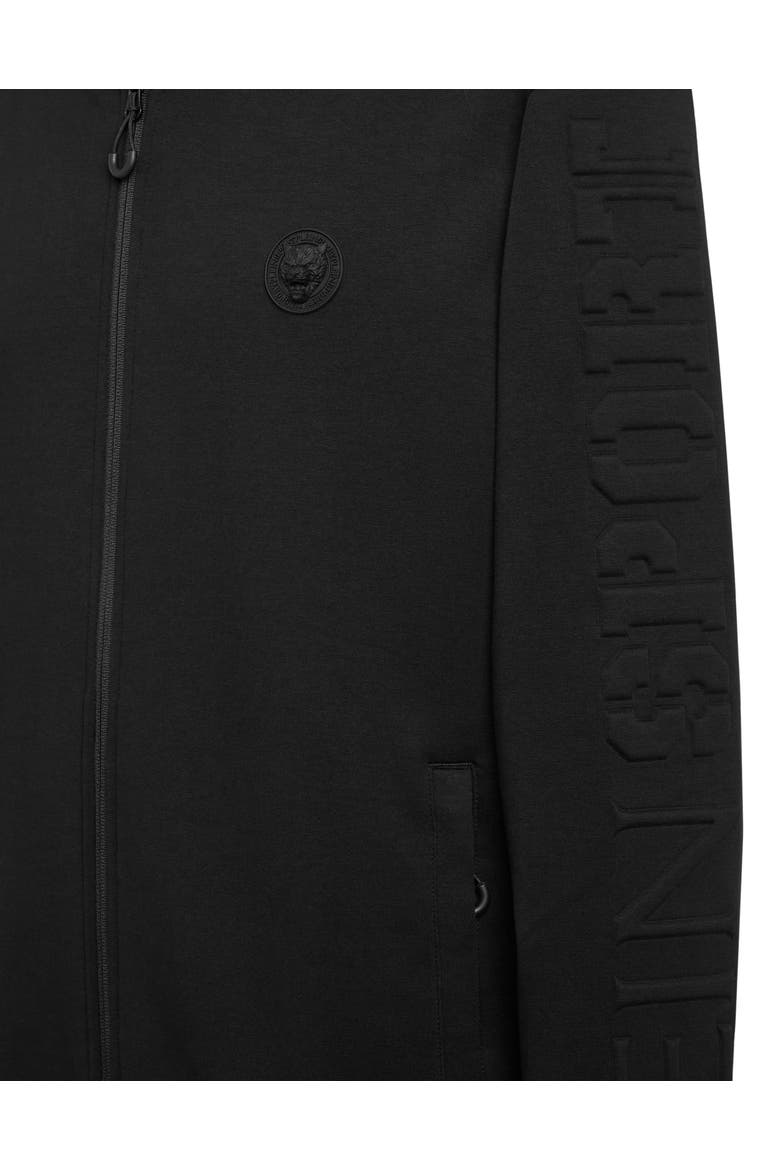 Embossed Hoodie Sweatjacket Men, Alternate, color, black