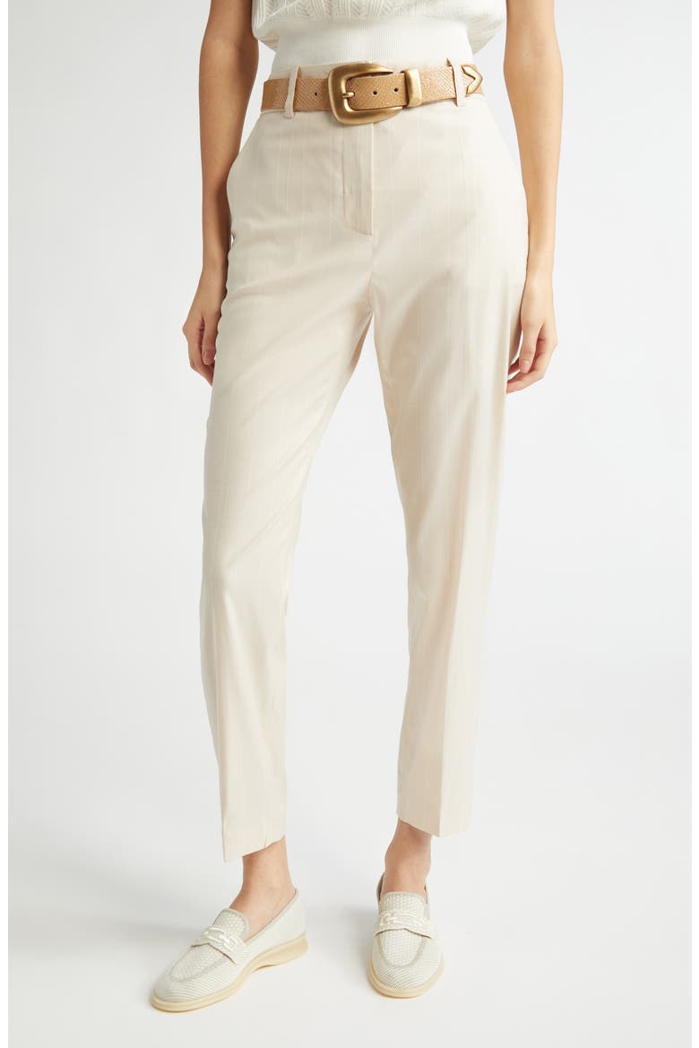 Slim Fit Stripe Stretch Virgin Wool Blend Pants, Main, color, SAND