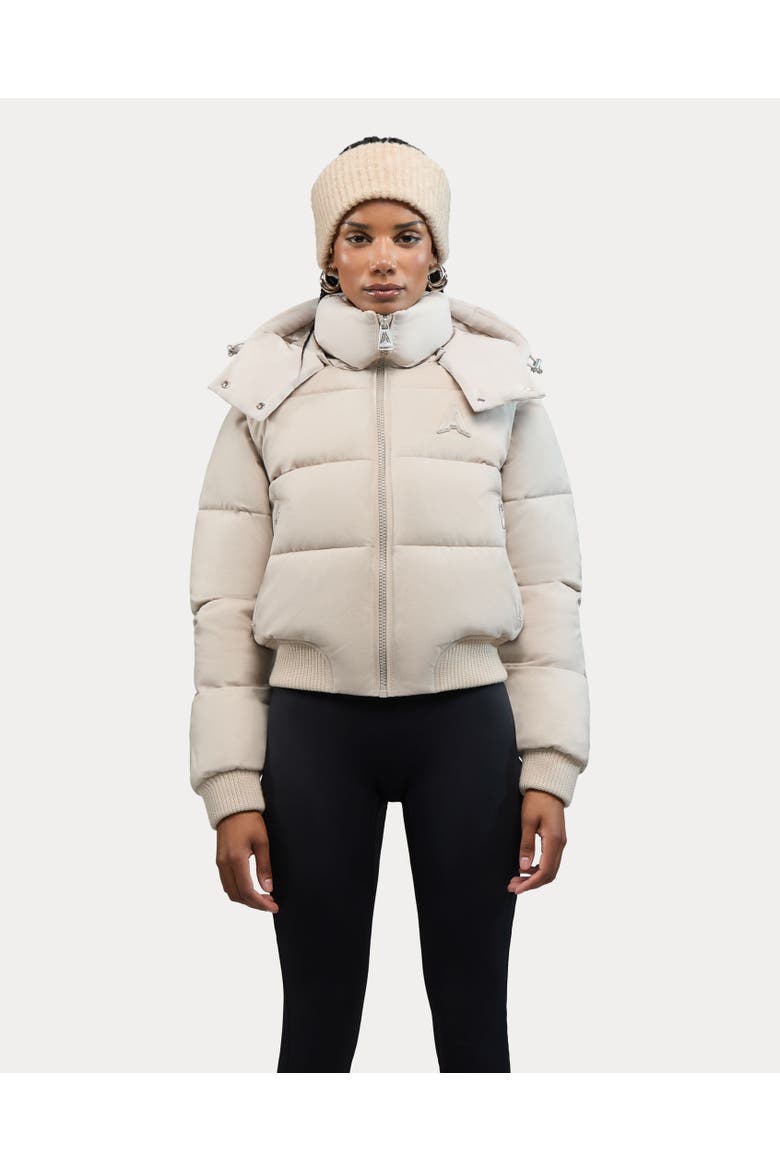 Pariset Cropped Puffer Bomber with Detachable Sleeves, Main, color, Stone