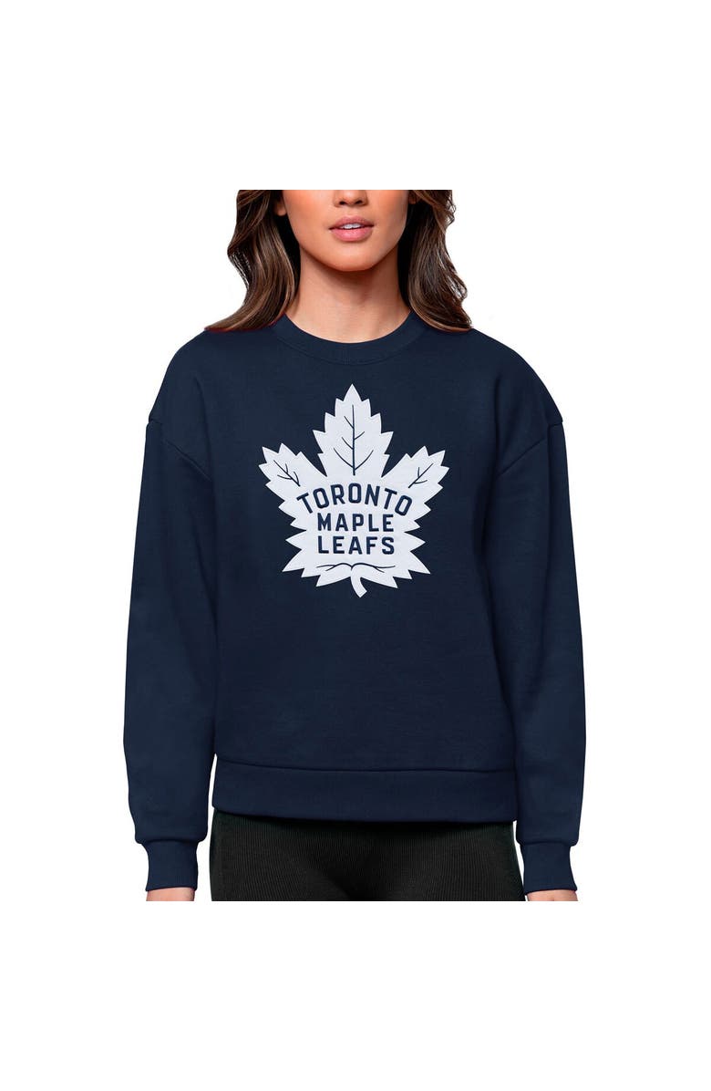 ANTIGUA Women's Antigua Navy Toronto Maple Leafs Primary Logo Team Logo Victory Crewneck Pullover Sweatshirt, Main, color, 