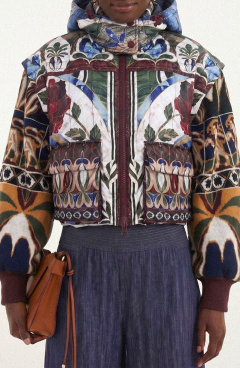 Pietra Dura Tapestry Cropped Puffer Jacket