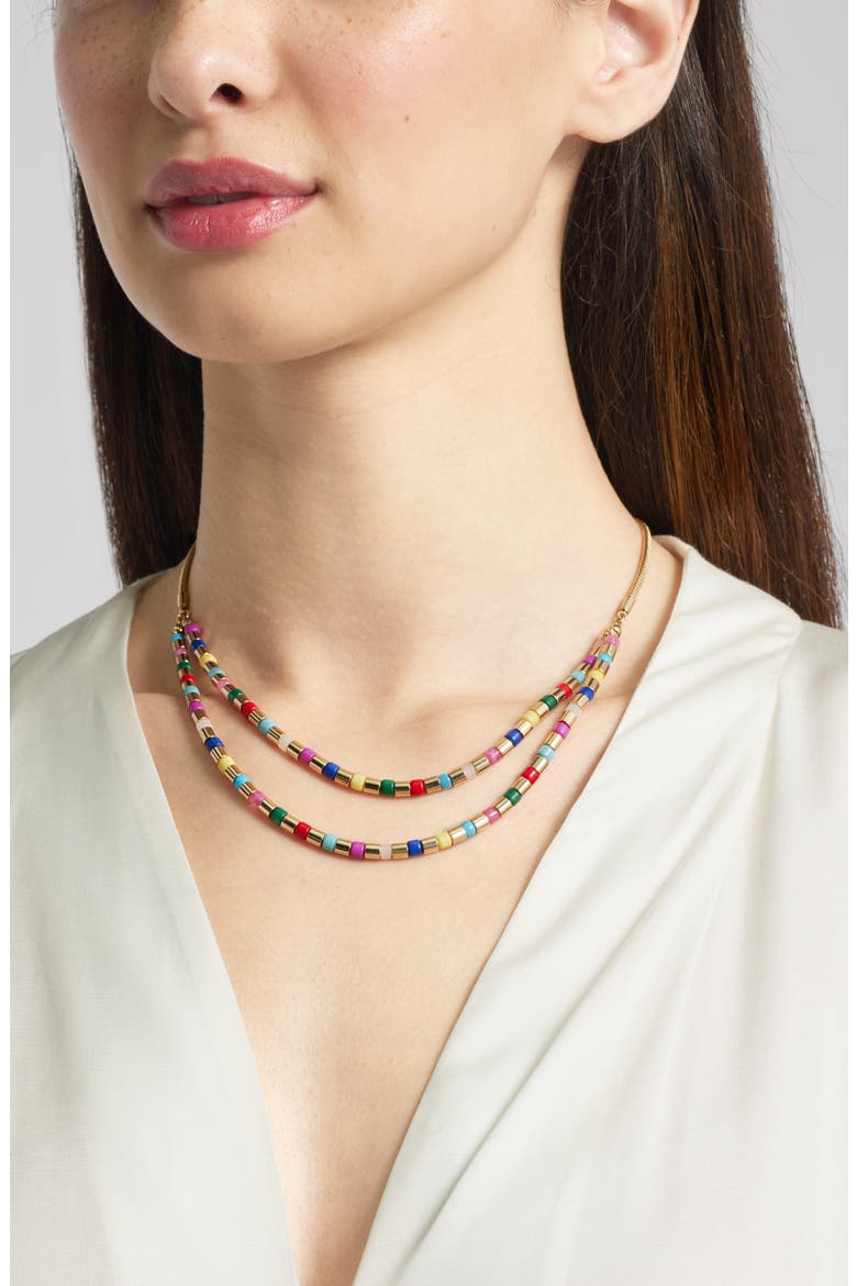 Double Row Tube Beaded Necklace, Alternate, color, BRIGHT MULTI- GOLD