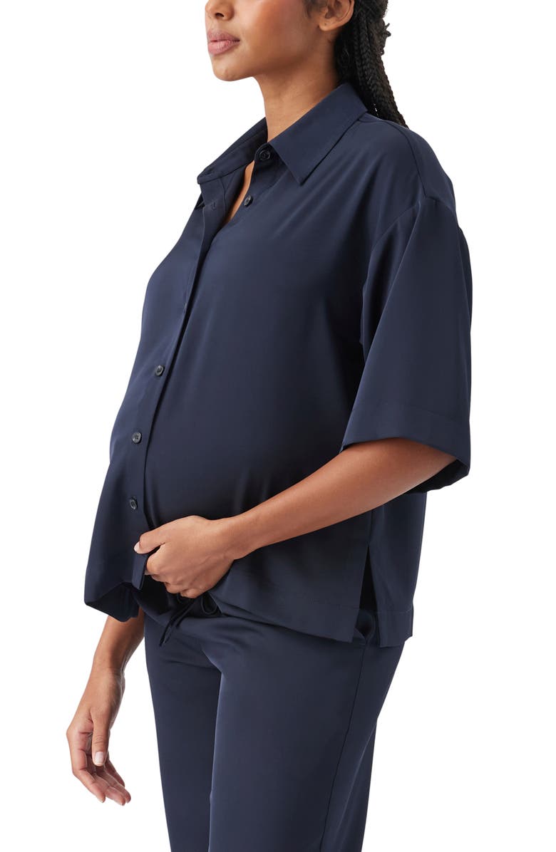 Ripe Maternity Tamara Satin Shirt, Alternate, color, Midnight