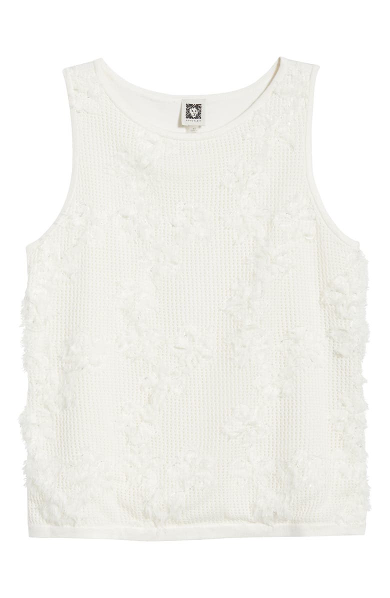 Anne Klein Organza Appliqué Sweater Tank, Main, color, White Dove