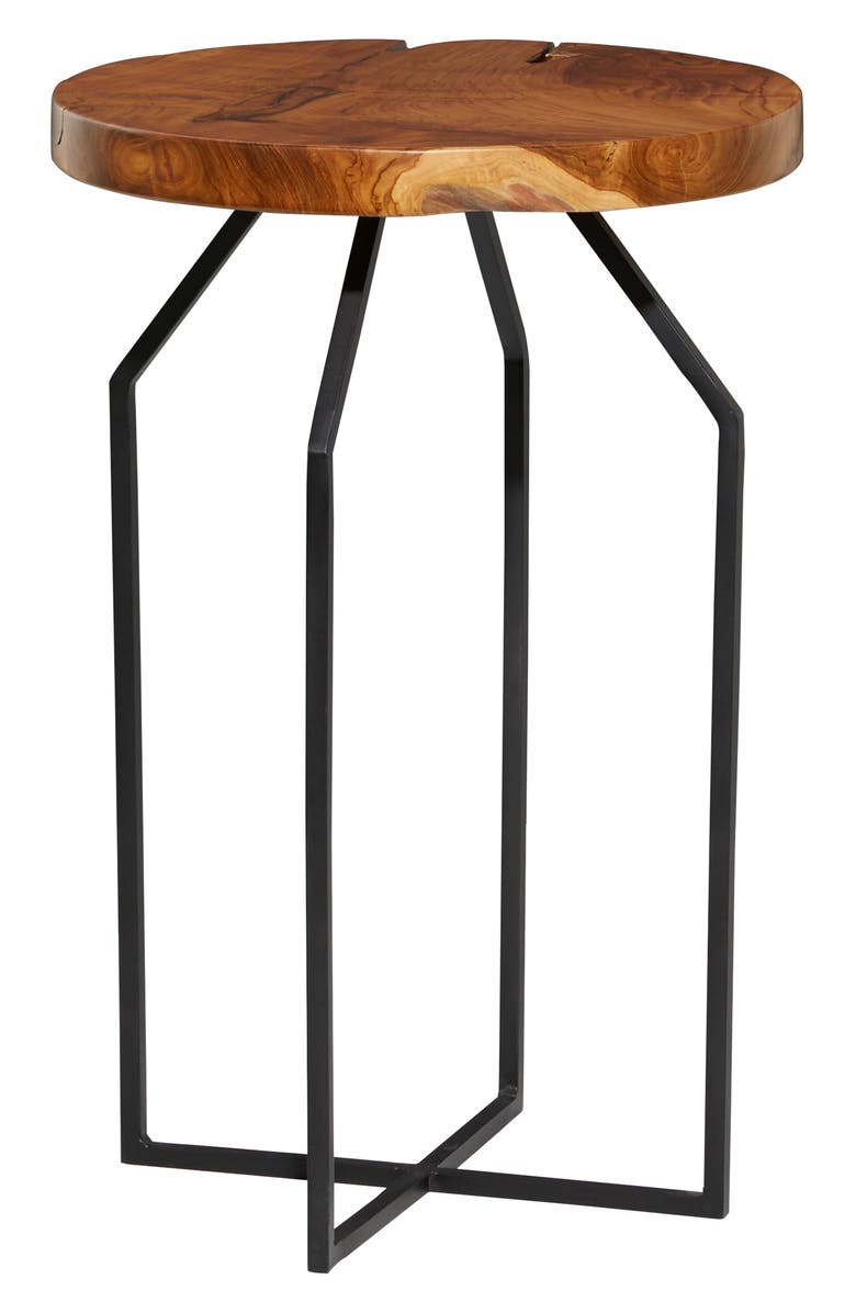 GINGER BIRCH STUDIO Brown Metal Contemporary Accent Table with Black X-Shaped Base, Main, color, 