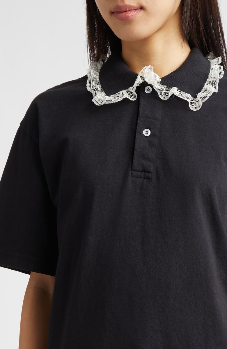 Tanner Fletcher Gender Inclusive Cletus Lace Trim Polo, Alternate, color, Black