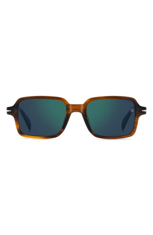 David Beckham Eyewear 51mm Rectangular Sunglasses In Brown Horn/green Sp