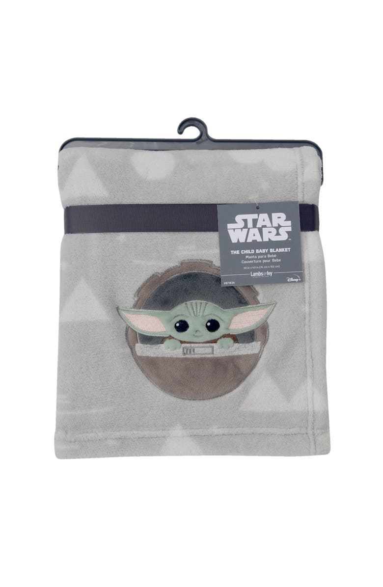 Lambs & Ivy Star Wars Mandalorian The Child/Baby Yoda Fleece Baby Blanket, Alternate, color, Gray