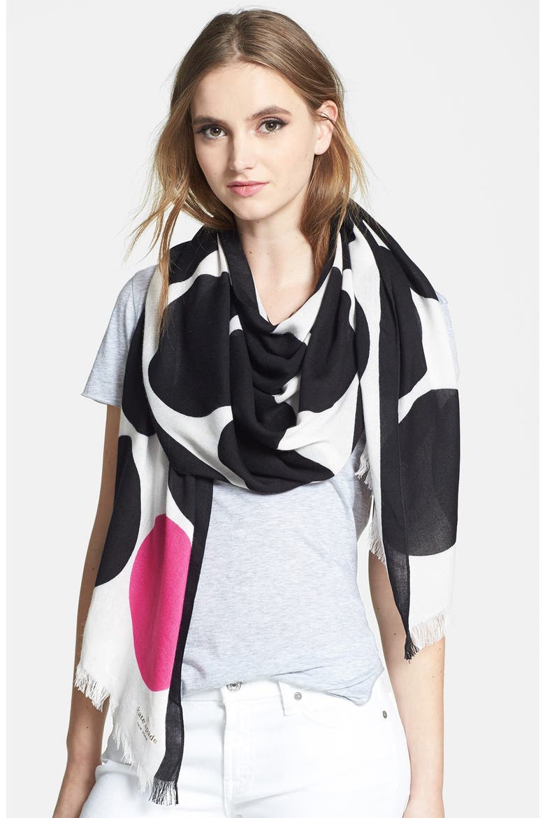 'six month dot' scarf, Main, color, BLACK/ BOUGAINVILLEA