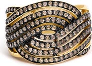 Haus of Brilliance 10K Yellow Gold Plated .925 Sterling Silver 1.0 ctw Champagne Diamond Crossover Ring