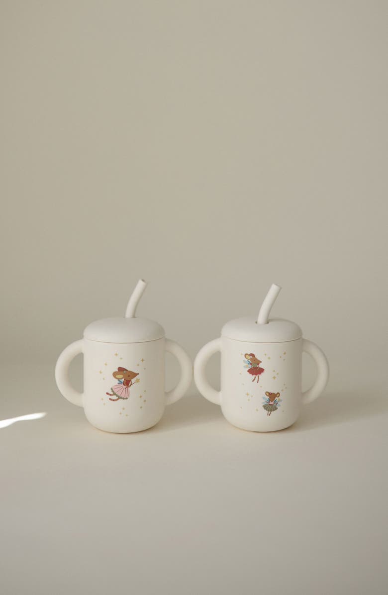 Mushie Silicone Training Cup & Straw, Alternate, color, Fairy Mice