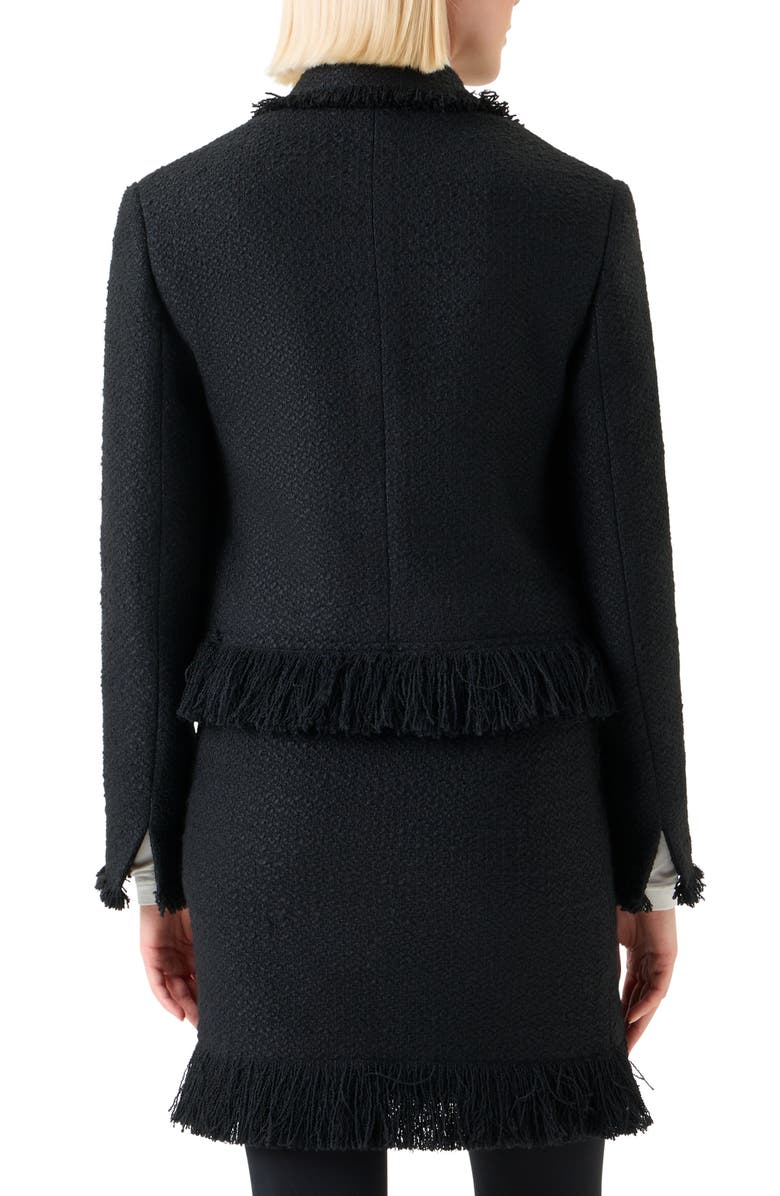 Akris punto Fringe Bouclé Tweed Crop Jacket, Alternate, color, Black