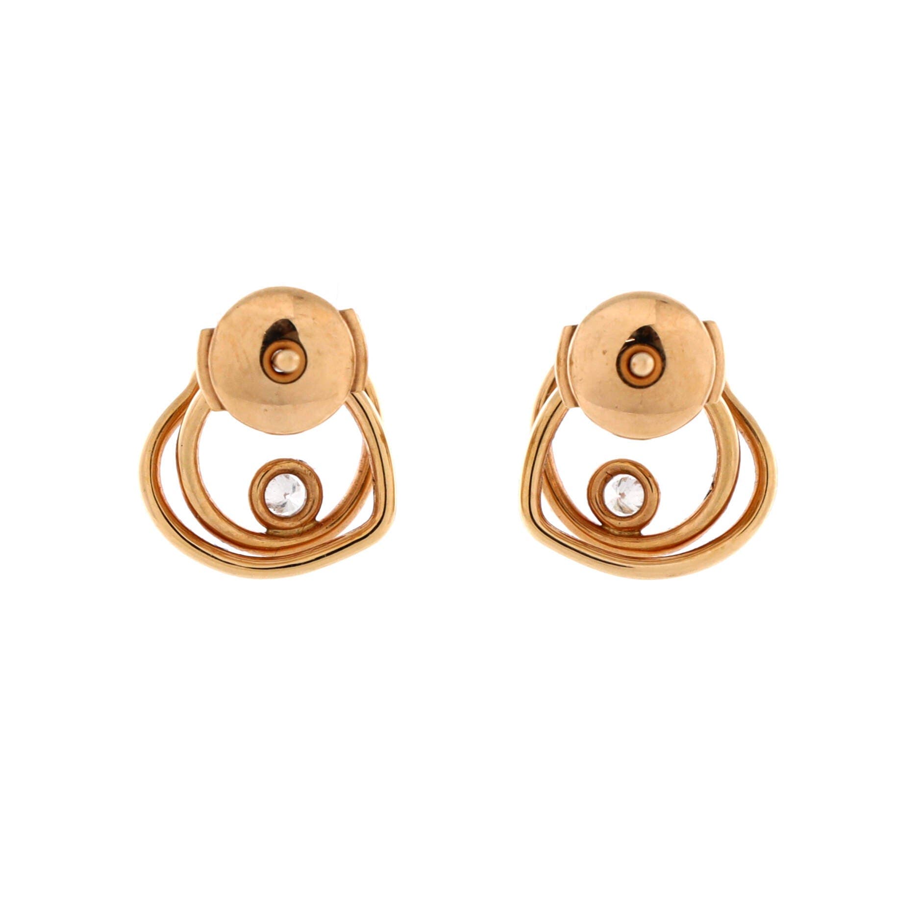 Pre-Owned Hermes Vertige Coeur Stud Earrings 18K Rose Gold with Diamond TPM, Alternate, color, Rose Gold