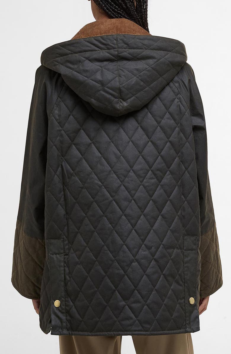 Barbour Imelda Water Repellent Mixed Media Jacket with Removable Hood, Alternate, color, Archive Olive/ Olive/ Beech
