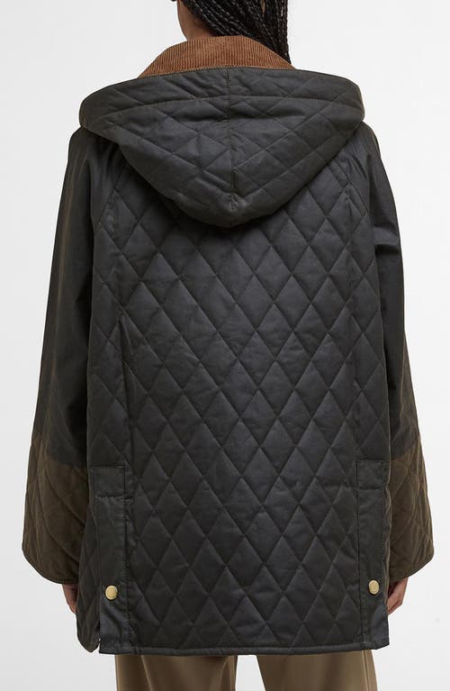 Barbour Imelda Water Repellent Mixed Media Jacket With Removable Hood In Black