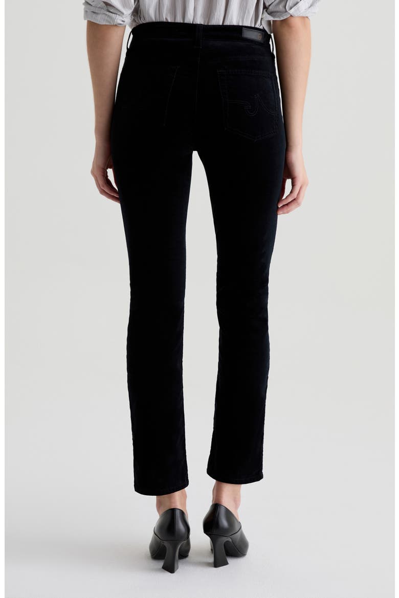 Mari Mid Rise Slim Straight Leg Velvet Jeans, Alternate, color, SUPER BLACK