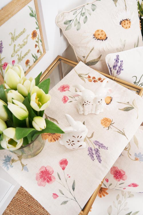 C & F Home C&f Home April Showers Table Runner 14" X 72" In Pink