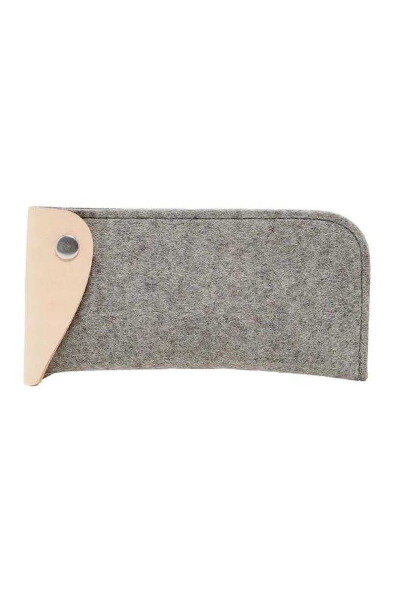 Anzen Merino Wool Eyeglass Sleeve, Main, color, Granite Vachetta