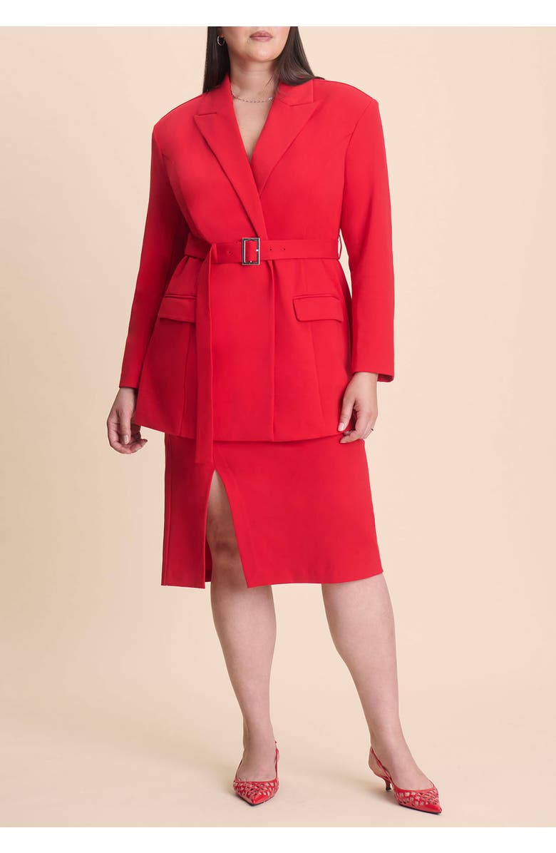 ELOQUII Belted Ponte Blazer, Alternate, color, Barbados Cherry