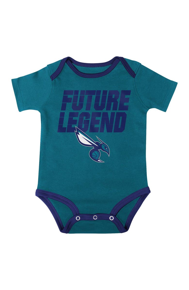 Outerstuff Infant Teal/Purple/Gray Charlotte Hornets Bank Shot Bodysuit, Hoodie T-Shirt & Shorts Set, Alternate, color, Teal