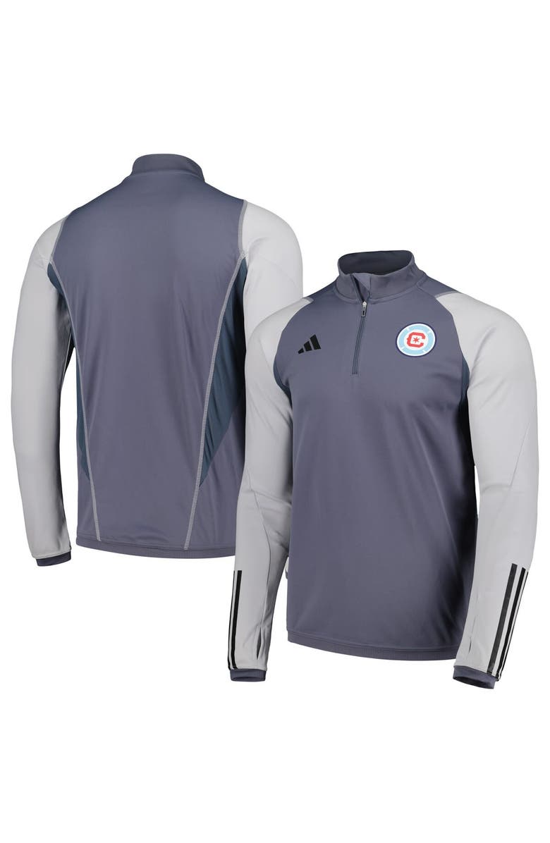adidas Men's adidas Gray Chicago Fire 2024 On-Field AEROREADY Quarter-Zip Training Top, Alternate, color,