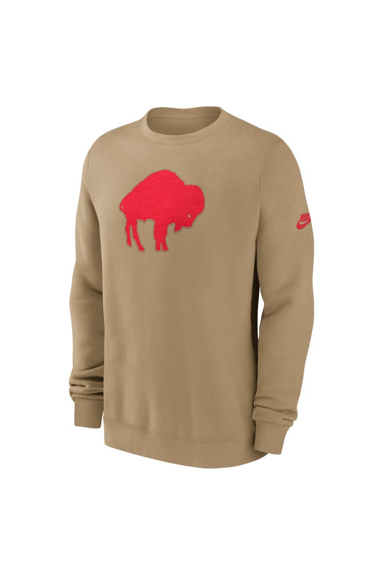 Men's Nike Tan Buffalo Bills Swing Pass Rewind Club Pullover Sweatshirt, Alternate, color, Tan