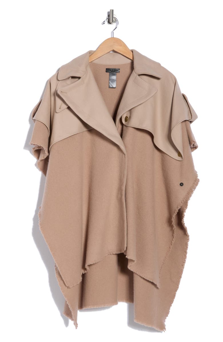 rag & bone Wool Trench Poncho, Alternate, color, Biscuit