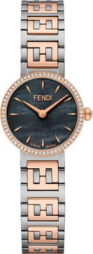 Fendi Forever Fendi Two Tone Diamond Quartz Bracelet Watch, 19mm - 0.16 ctw