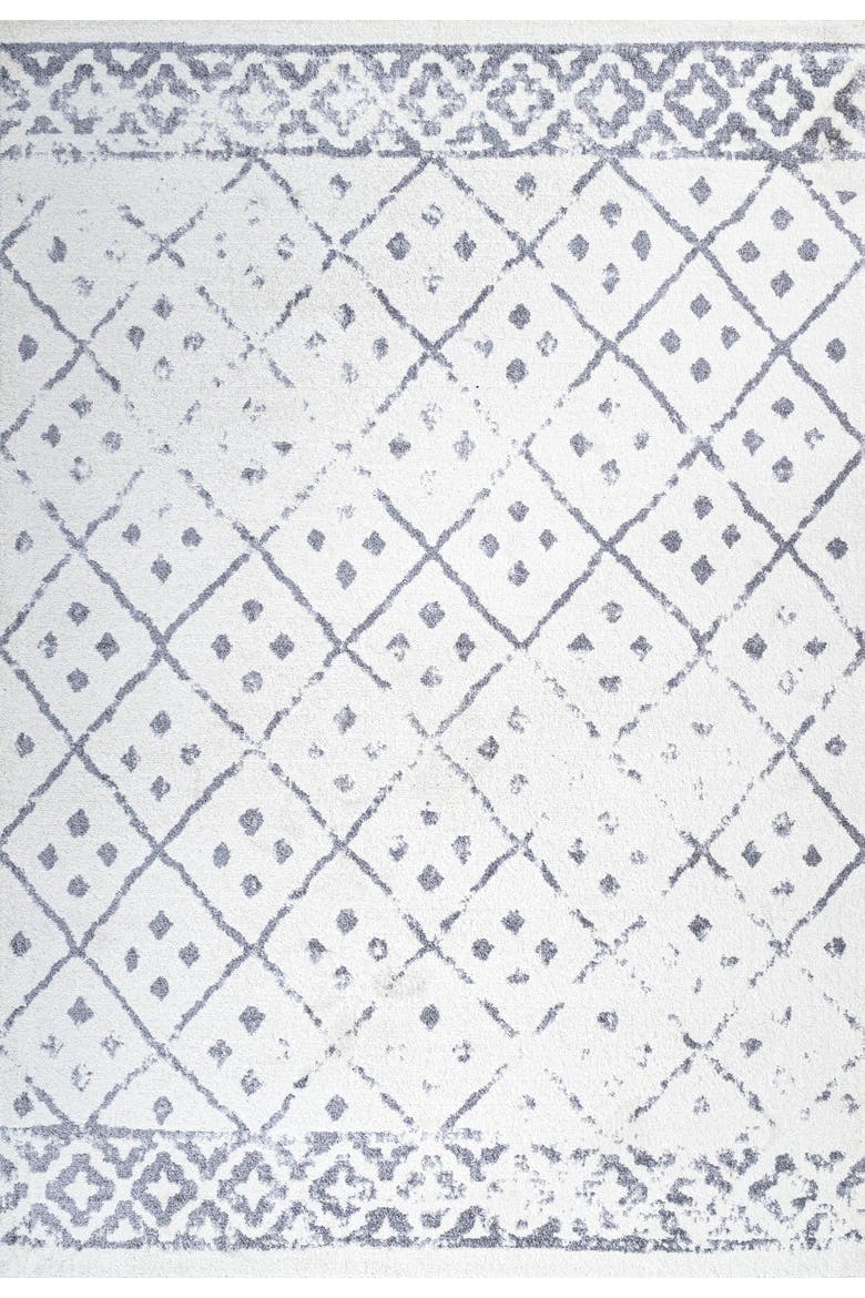 Juba Moroccan Geometric Diamond Area Rug, Main, color, Ivory/Gray