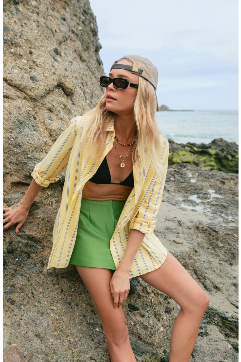 Structured Taffeta Relaxed Fit Shorts, Alternate, color, BOTANICA GREEN