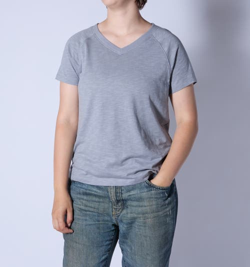 Tomboyx Jersey Slub Raglan V-neck T-shirt In Gray