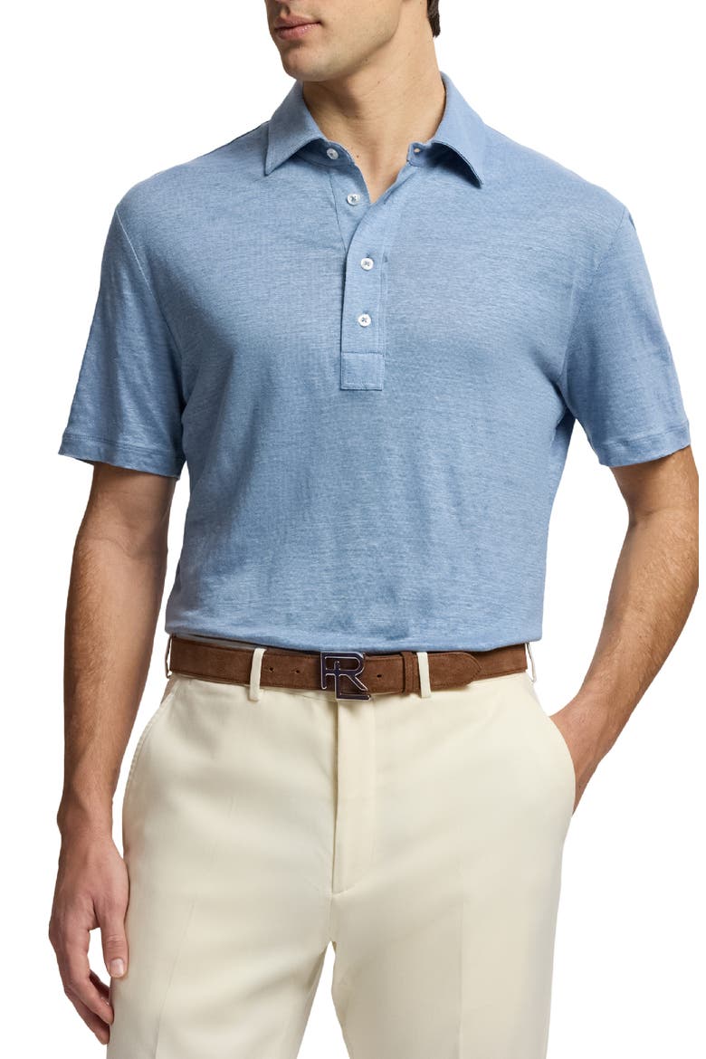 Linen Jersey Polo, Main, color, BLUE