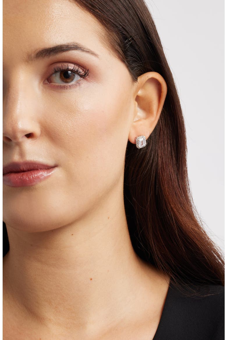Cubic Zirconia Stud Earrings, Alternate, color, PLATINUM PLATED