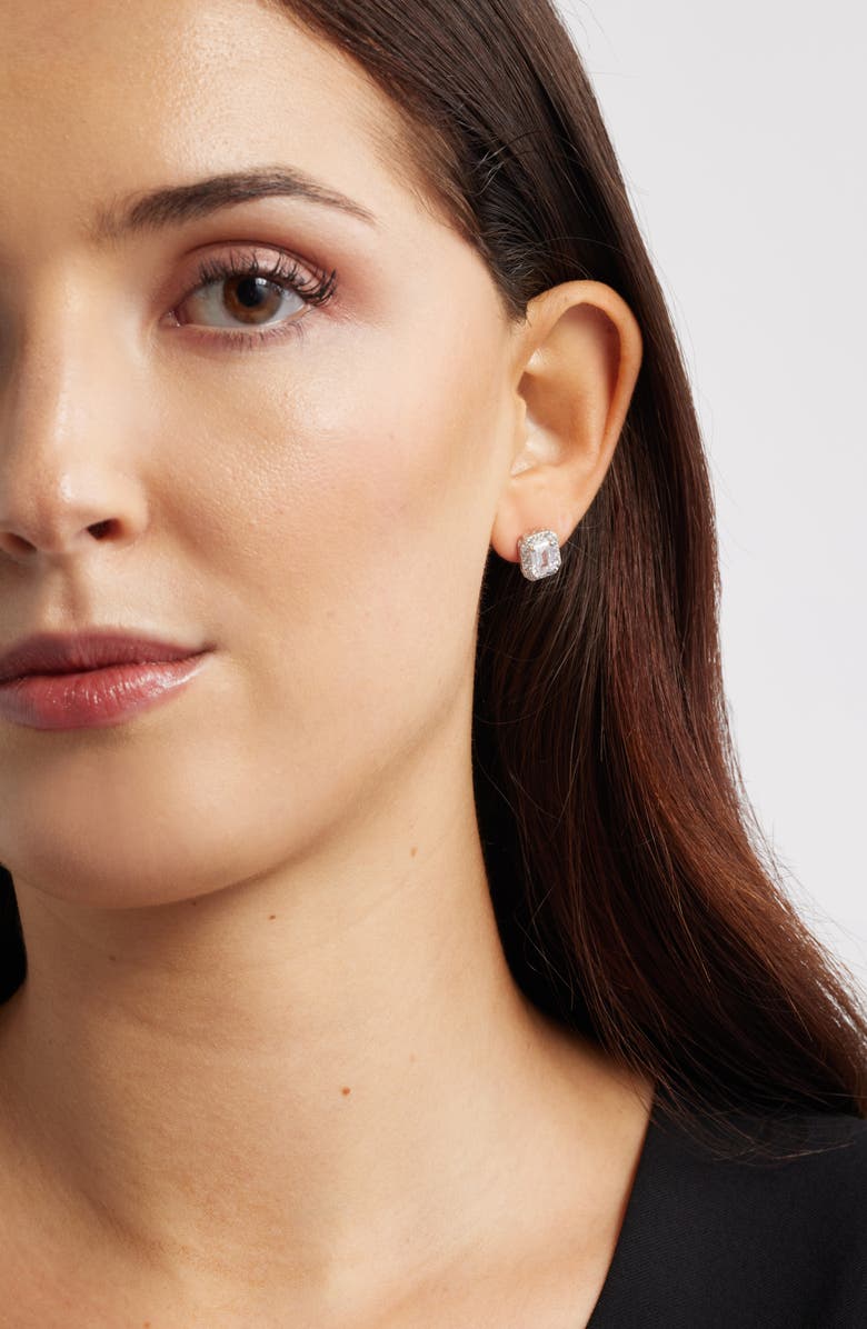 Nordstrom Cubic Zirconia Stud Earrings, Alternate, color, Platinum Plated