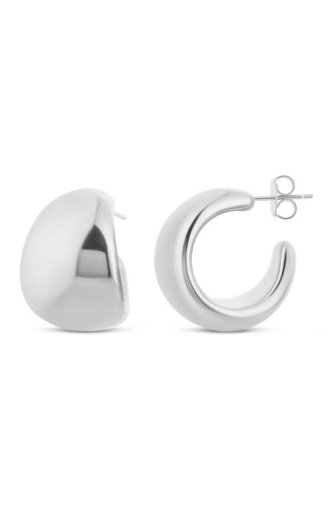 Curved Huggie Hoop Earrings