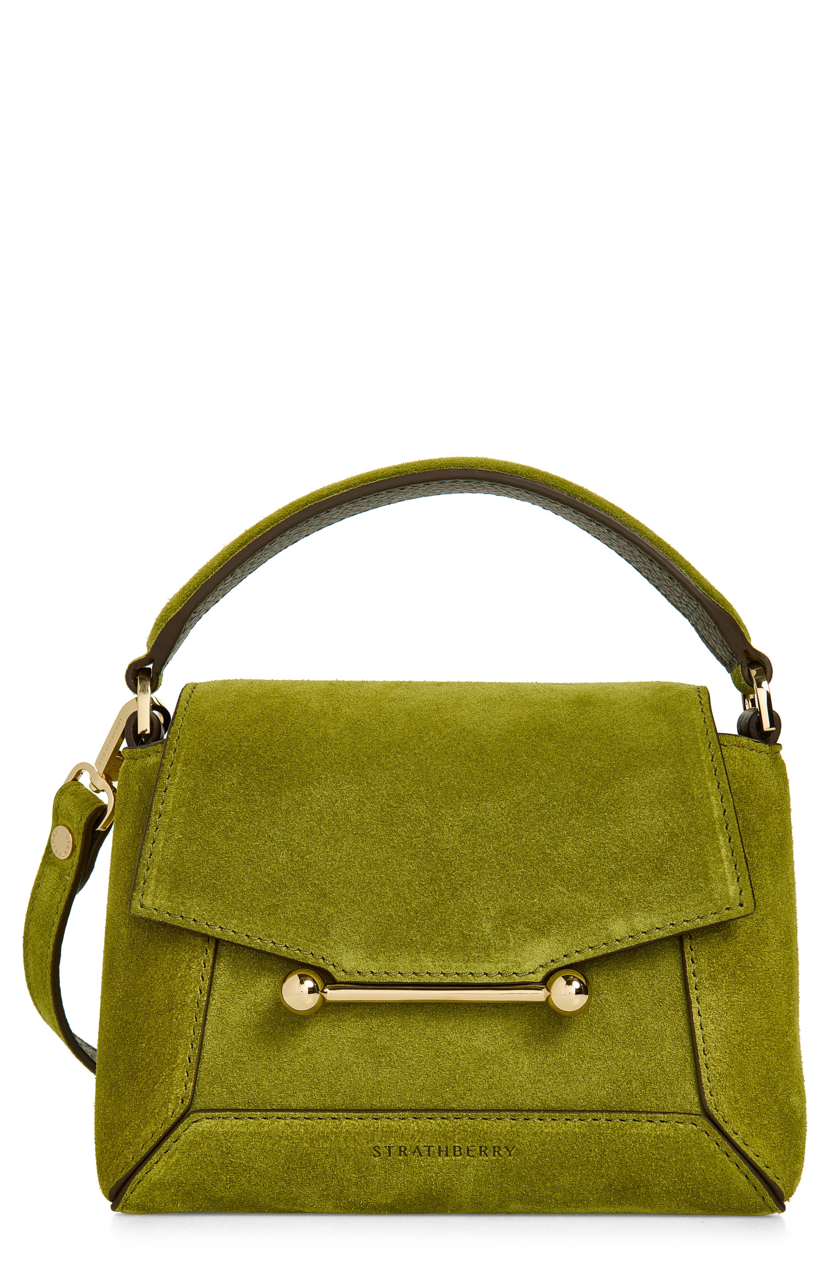 Nano Mosaic Suede Top Handle Bag, Main, color, LIME/ KHAKI