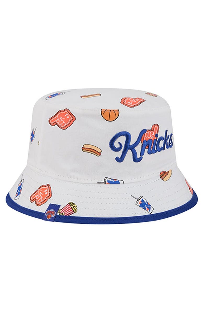 New Era Men's New Era White New York Knicks Team Cheer Reversible Bucket Hat, Alternate, color, White