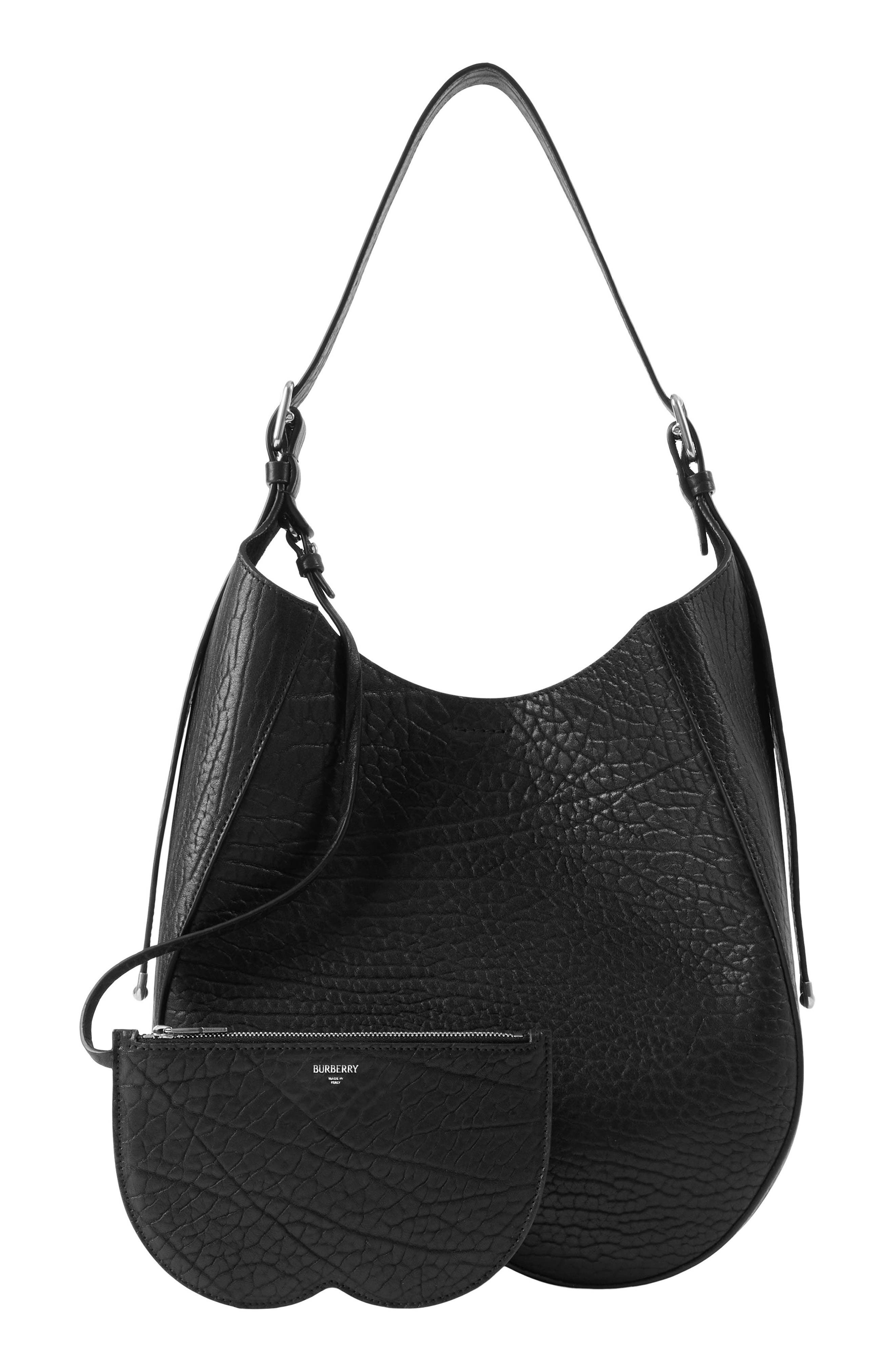 Burberry Medium Chess Leather Hobo Bag, Alternate, color, 