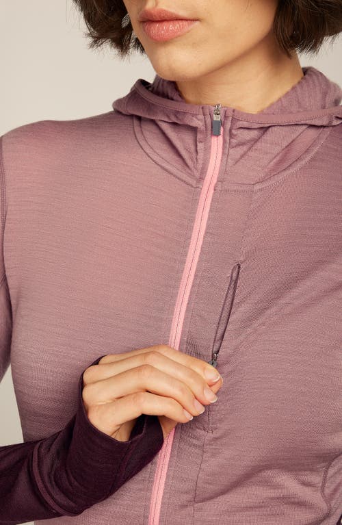 Icebreaker Tencel & Merino 200 Realfleece Descender Zip Hoodie In Pink