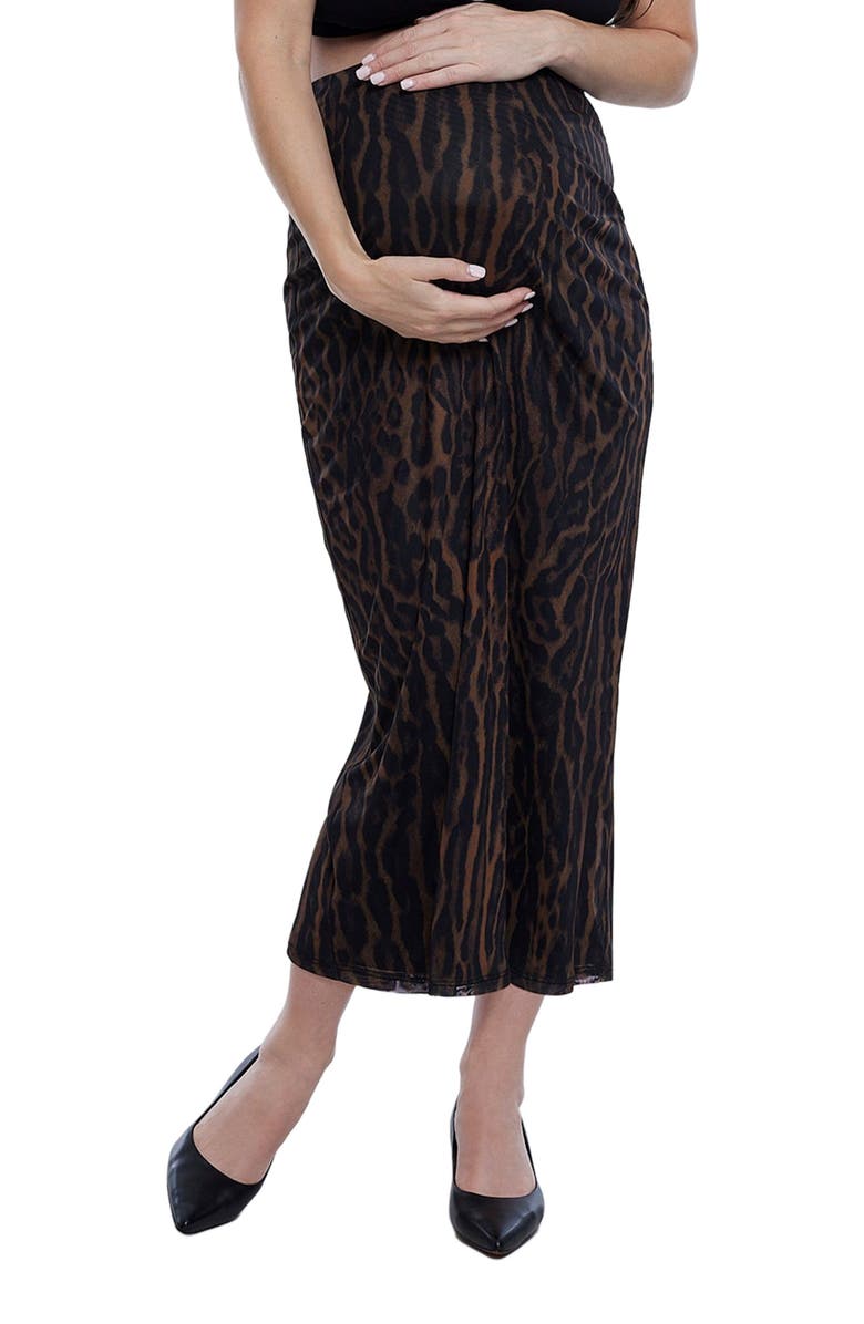 MOTHERHOOD MATERNITY Mesh Bodycon Maxi Maternity Skirt, Alternate, color, Animal